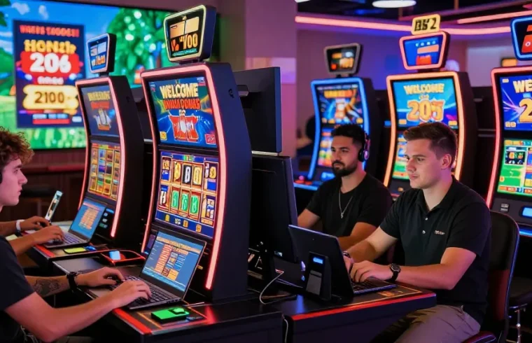 Engaging online gaming scene showcasing diverse players at credit card casinos like https://fimltd.co.uk, featuring vibrant slots and exciting promotions.