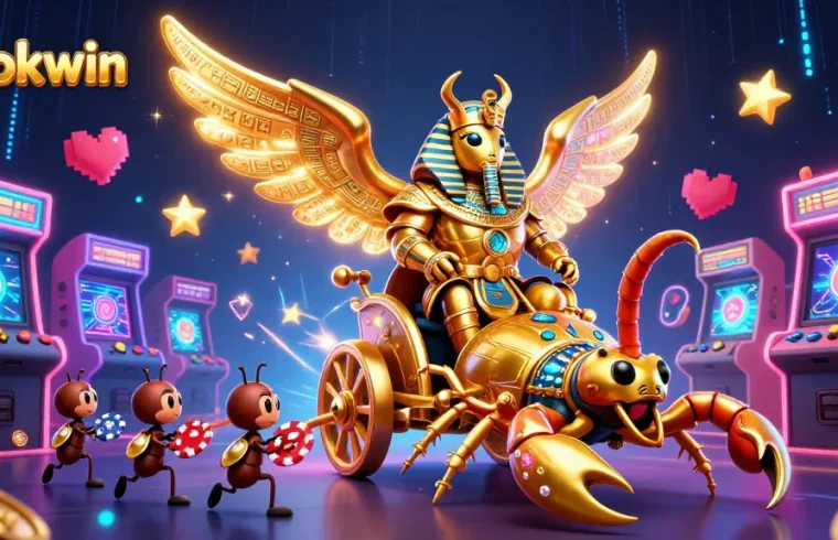Experience thrill with 88okwin's colorful gaming atmosphere showcased in a vibrant 3D casino illustration.