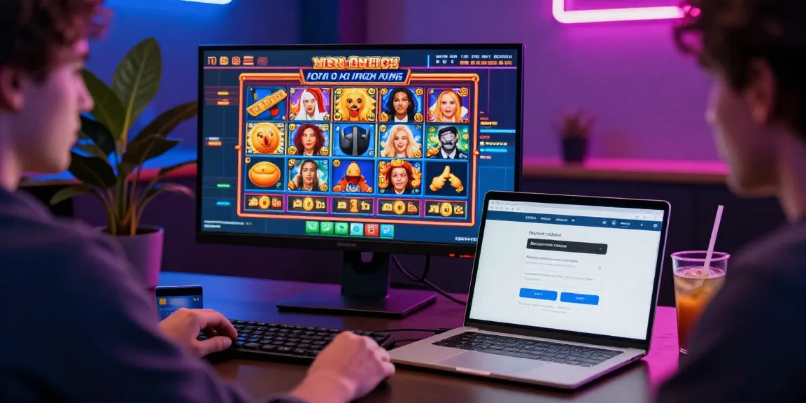 Player enjoying online gaming at casinos that accept credit cards with vibrant slot games displayed.