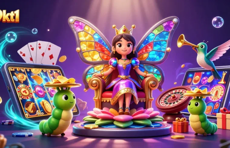 Experience vibrant gaming excitement with 789kt1's colorful slots and casino elements in 3D illustration.
