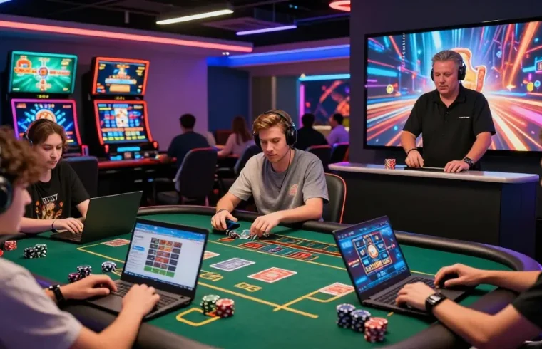 Exciting QS88 online gaming experience with diverse players at live casino table.