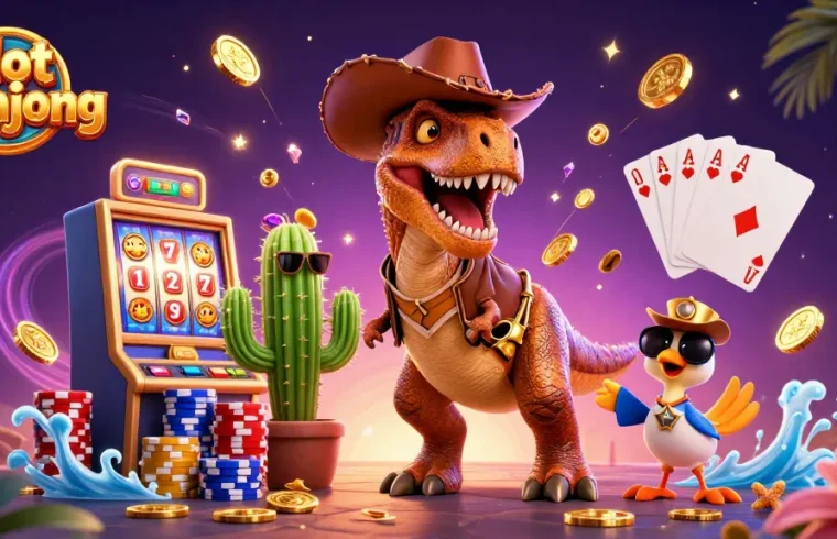 Spin the reels of slot mahjong with a T-Rex and friends, catching big wins!
