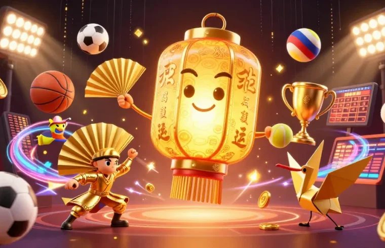 Experience fabet's immersive sports betting scene with a dynamic golden lantern spirit and vibrant casino elements.