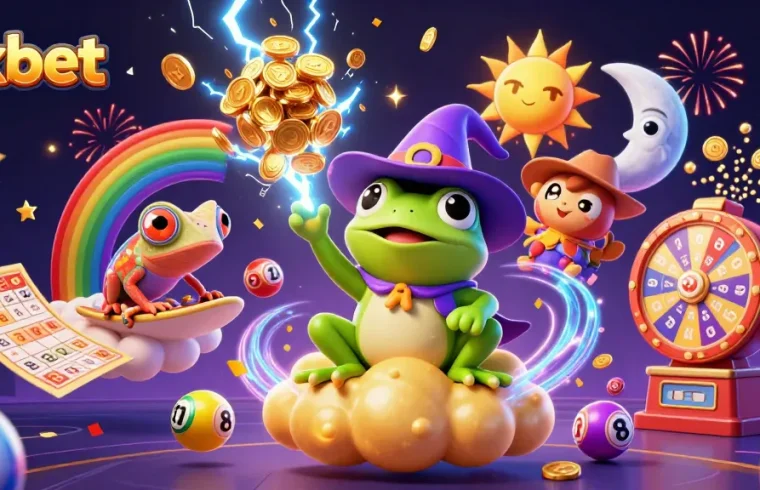 Experience thrilling gameplay with 8xbet as the weather wizard frog creates a storm of winning coins.