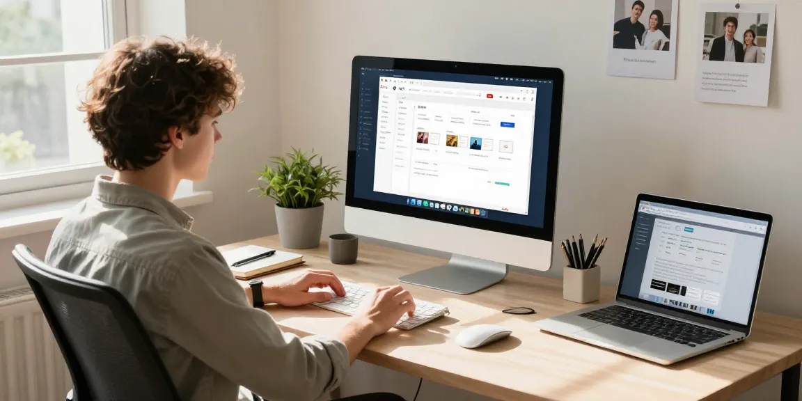Download WPS Office in a home office scene with a computer setup and natural light.