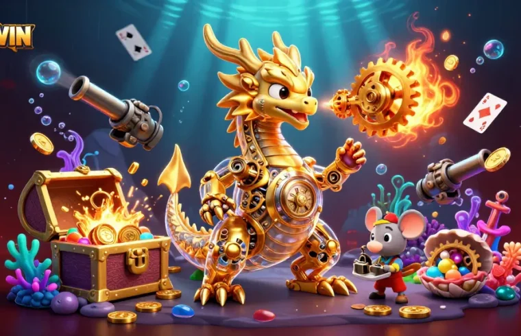 Experience thrilling gameplay at VIPWIN with a golden dragon and underwater treasure.