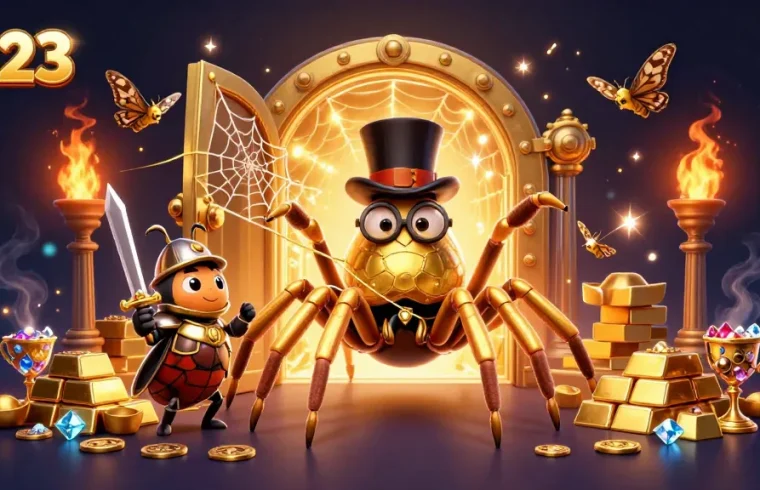 Experience the thrill of 6623 as you engage in a dynamic casino adventure with golden treasures bursting forth amidst a whimsical scene.