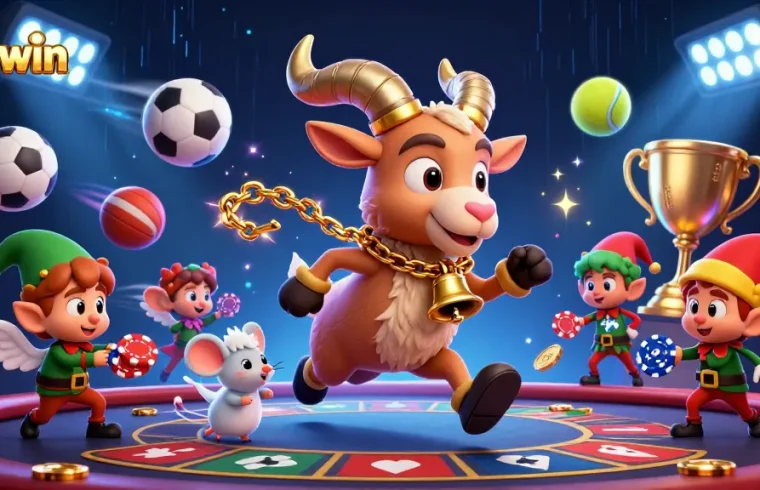 Experience thrilling action at Sunwin with cartoon characters engaging in a vibrant casino scene.