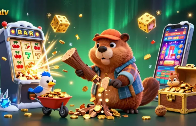 Experience exciting gambling with cakhiatv's vibrant illustration of joyful animal characters surrounded by casino elements.