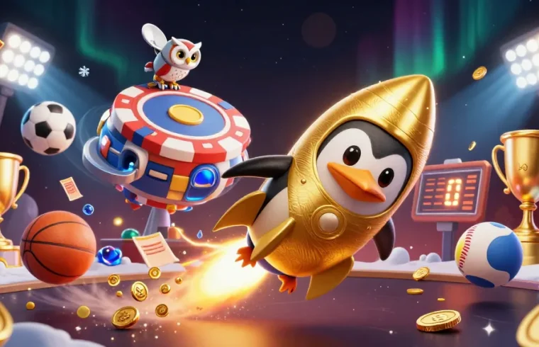 Experience the thrill of winning at 32win with a vibrant 3D casino scene featuring exciting elements.
