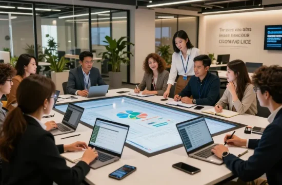 Team collaboration at https://factors.org.uk showcasing innovative data analysis in a bright workspace.