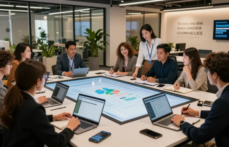 Team collaboration at https://factors.org.uk showcasing innovative data analysis in a bright workspace.