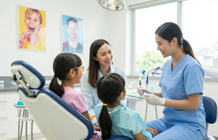 Families visit a welcoming dental clinic for a comfortable experience.