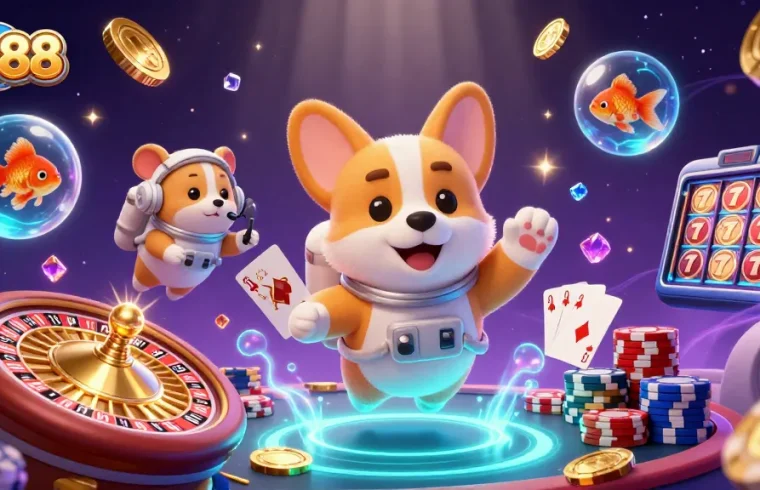 GG88 offers thrilling gaming with a corgi astronaut and golden coins, delivering excitement in 2026's casino landscape.