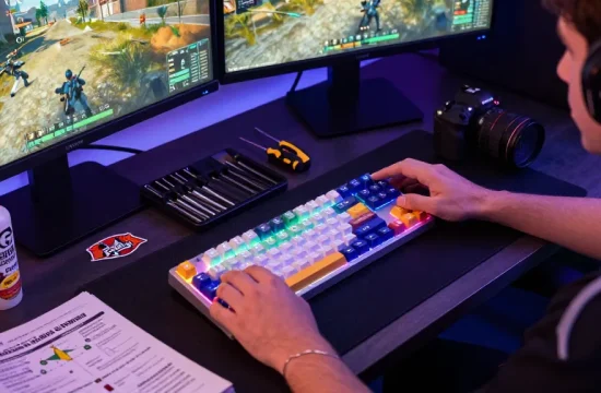 Fuzzy 60 v2 keyboard customization with vibrant keycaps in a modern gaming setup.