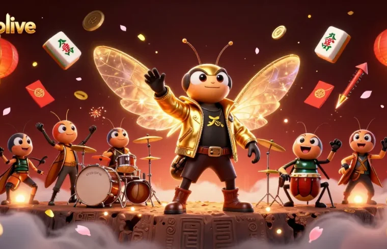 Socolive enhances gaming excitement with a vibrant 3D casino scene featuring a rock star cicada.