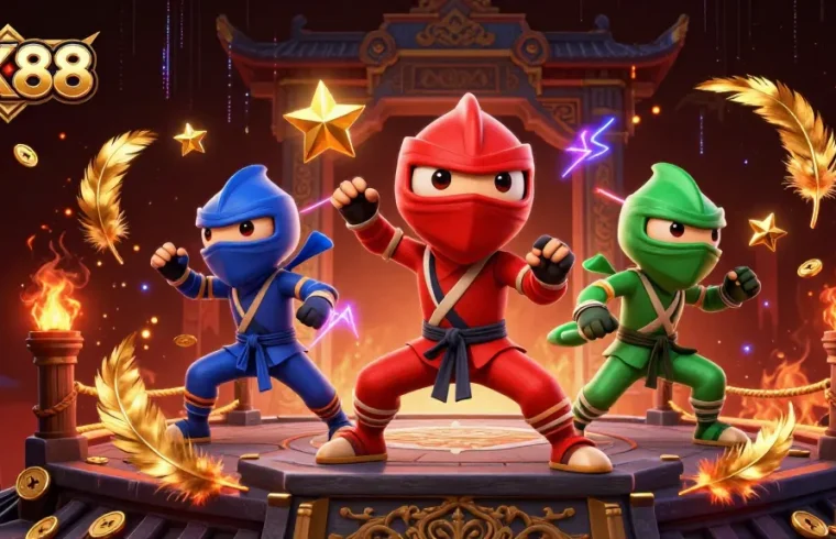 Experience thrilling gameplay at NK88 with 3D chameleons battling over golden coins in a vibrant casino atmosphere.