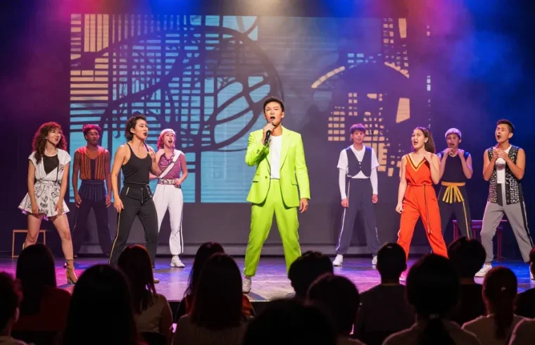 Captivating performance at a modern theatre showcasing rokok88 entertainment.