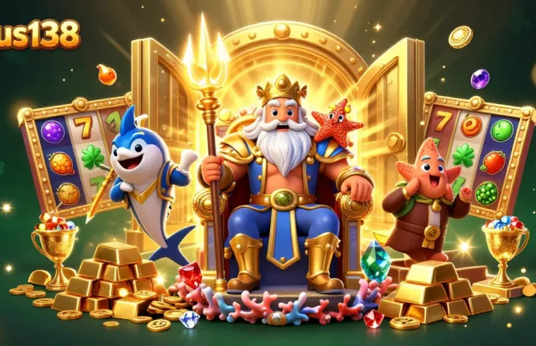 Engage in thrilling gameplay with Jurus138, showcasing Neptune and treasures with dynamic slot elements.