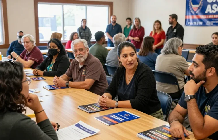 Voters interacting with Casey Askar at an engaging town hall meeting.