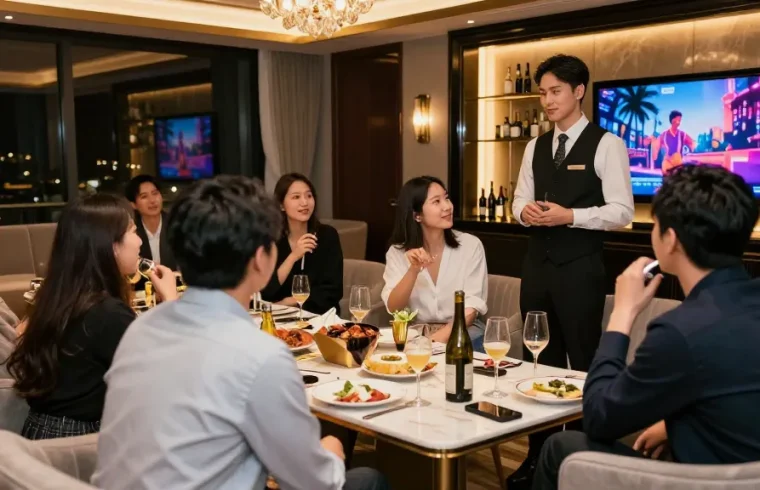 강남구구단에서 고급스러운 프라이빗 룸에서 즐거운 시간을 보내는 모습