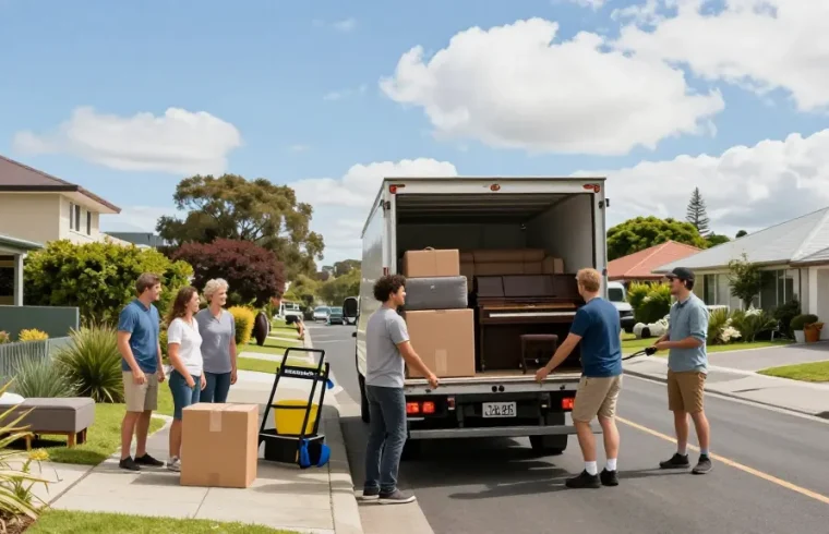 Tauranga movers expertly handling household items during a friendly local move, showcasing professionalism and care.