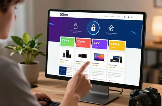 Engaging online shopping experience in a dumps shop showcasing secure CVV options.